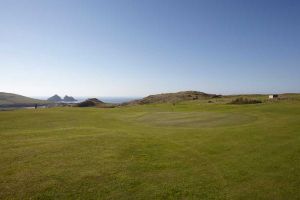 Fairways with a view of Gull Rocks at Holywell Bay Golf course