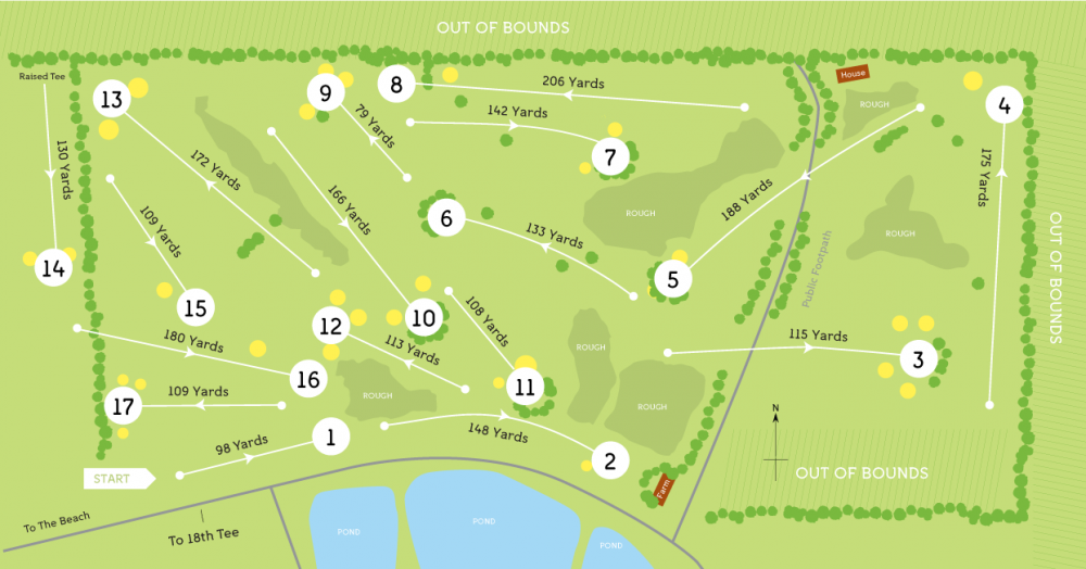 Par 3 golf course map of Holywell Bay Golf